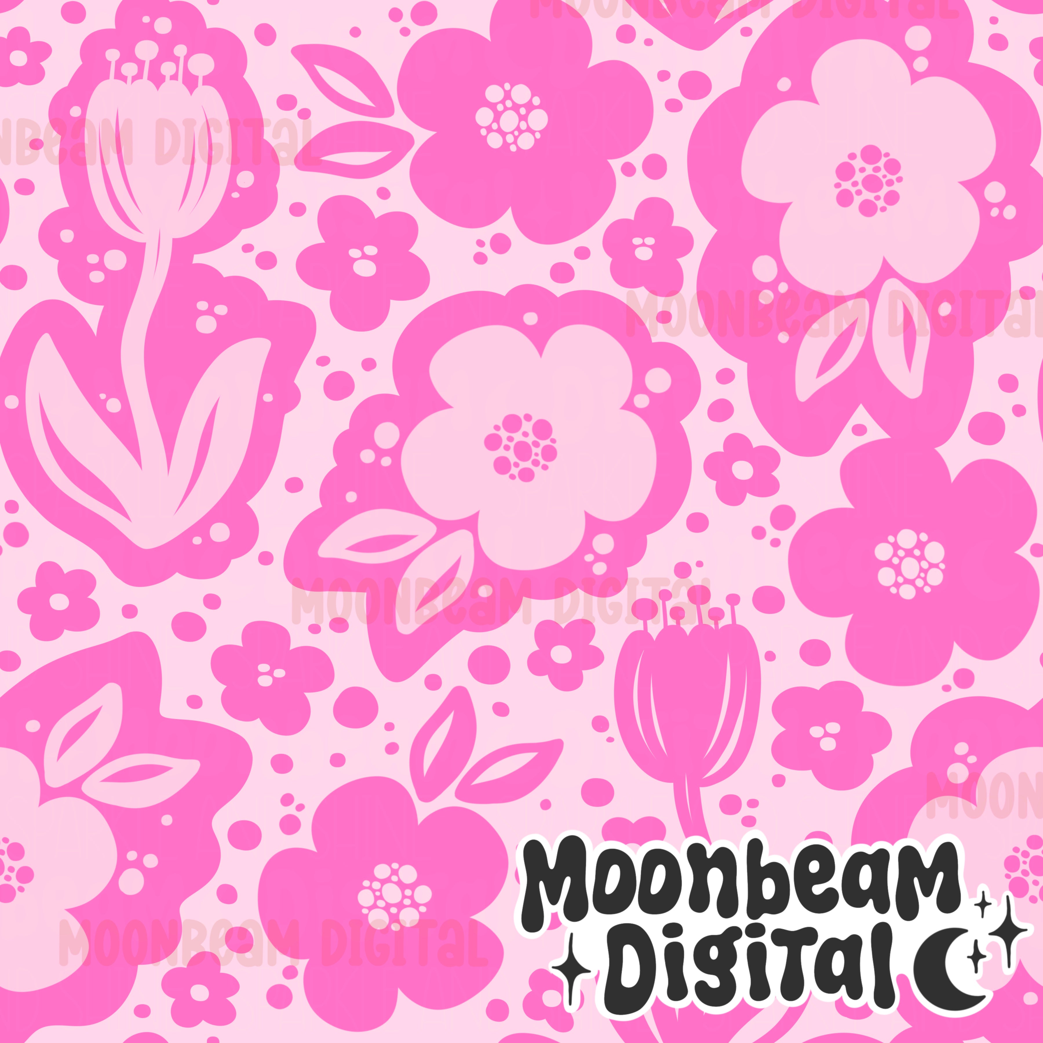 Pink Flowers Silhouette